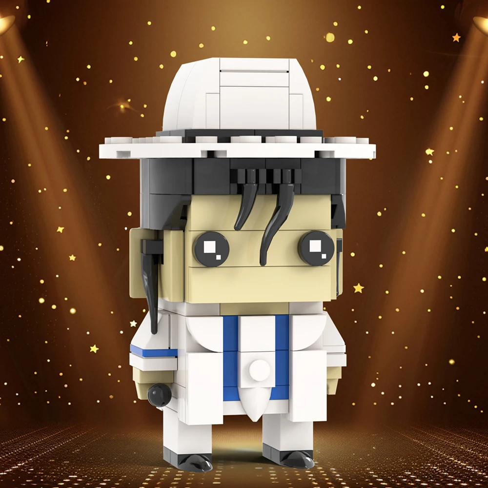 MOOXI Michael Jackson 153Pcs MOC Bricks White Suit BrickHeaded Star Figure Moder DIY Adult Building Blocks Toys For Kids MOC7518