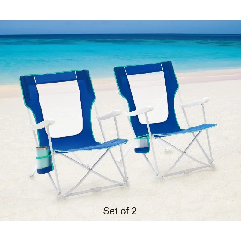 

Folding Hard Arm Beach Bag Chair with Carry Bag, Blue