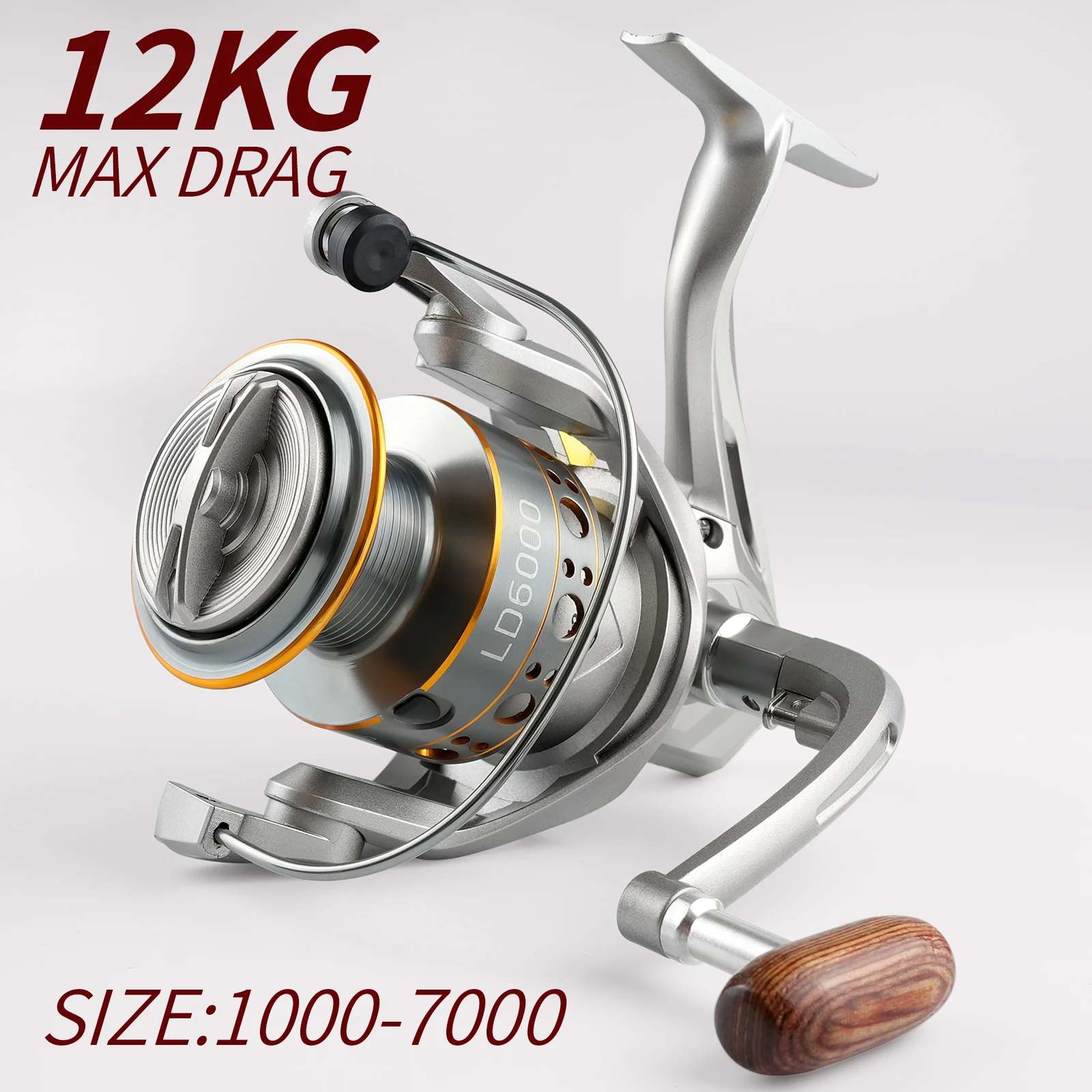 بكرات صيد دوارة من Rooblinos LD للمياه المالحة والمياه العذبة بكرة معدنية يسار/يمين قابلة للتبديل أدوات صيد سمك السلمون المرقط