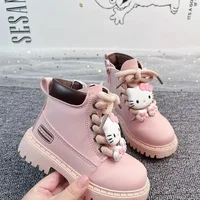 2025 new hello kitty real photos Spring drop shipping Girls' Small bow Fashion Children's Cartoon Girls kids boot children shoes 2