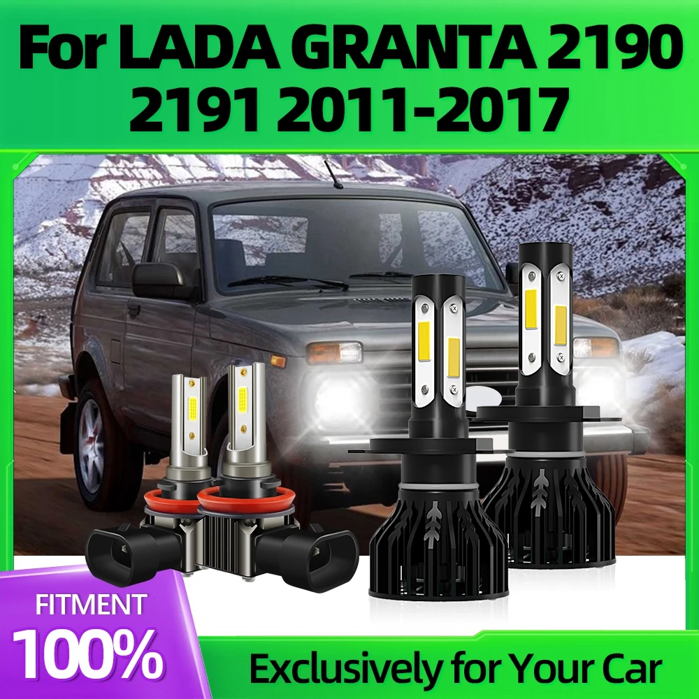 

Car Canbus LED Headlight H4 Ultra-white High Low Beam Headlamp Fog Lights 28000LM 6500K For LADA GRANTA 2190 2191 2011-2017