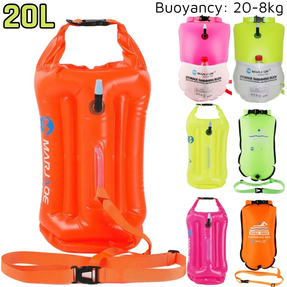 Swim Safety Float 20L with Adjustable Waist Belt Air Dry Bag Device Buoy with Storage Room Swim Buoy For Open Water Swimming