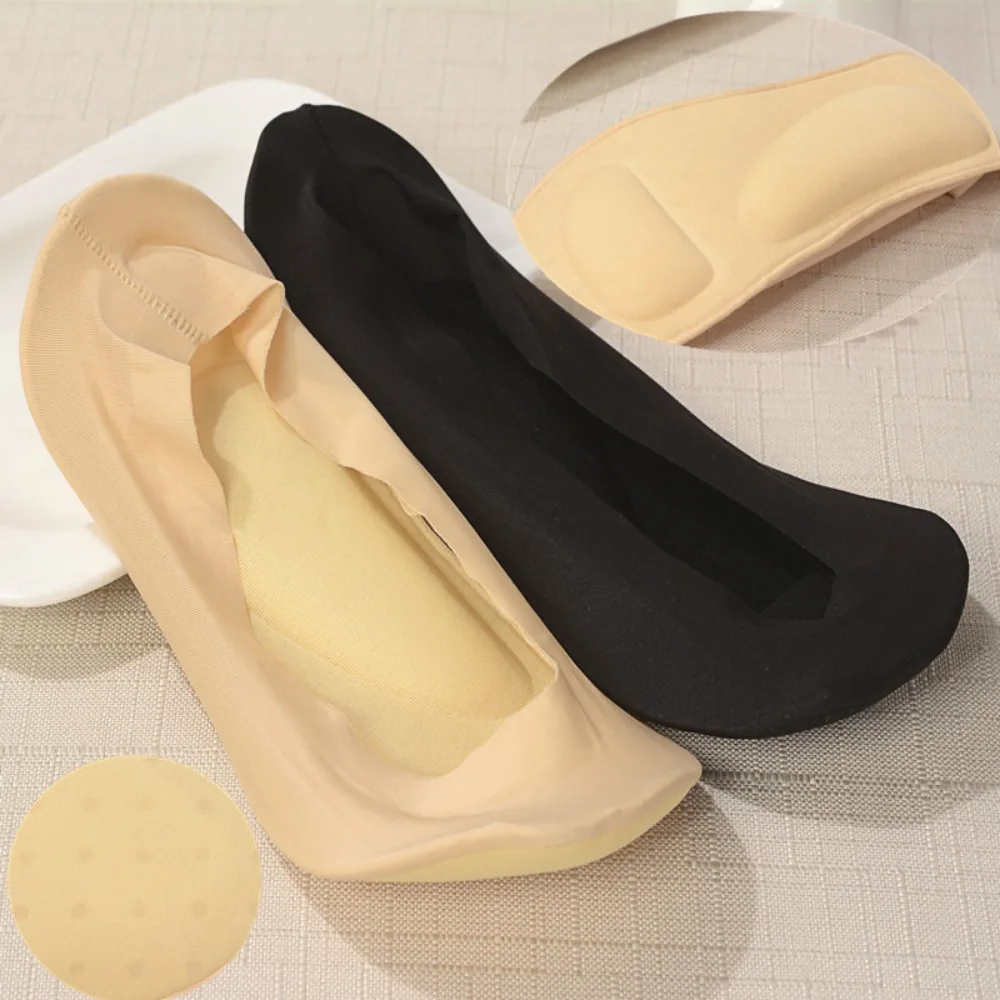

2 pairs Orthopedic Pad 3D Socks Foot Massage with Gel Pads Invisible Sock Arch Support Health Care Ice Silk Socks Women