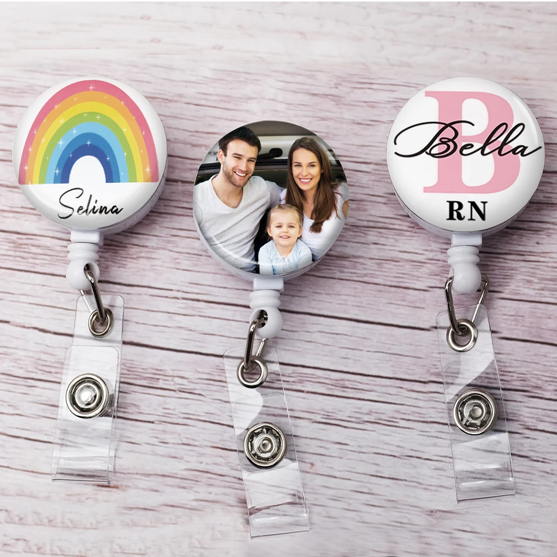 Custom Photo ID Badge Holder Personalized Photo Badge Reel Personalized Badge with your own Photo Badge Clip Nurse Badge Gift idclip 10pcs lot love heart retractable badge holder badge clips for nurse id badge reel with alligator clip