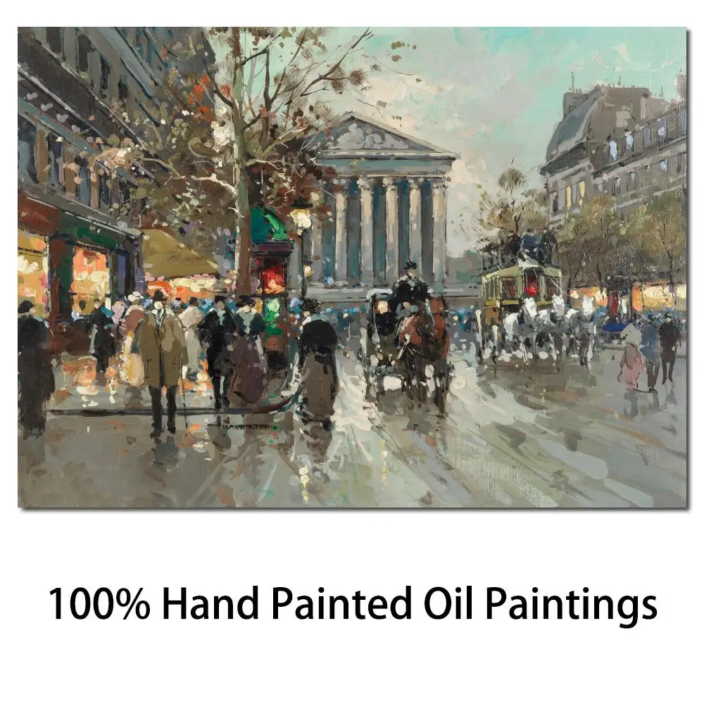 

Canvas Art Wall Decor Hand Painted Oil Painting Reproduction Cityscape Paris La Madeleine Modern Landscape Artwork Living Room