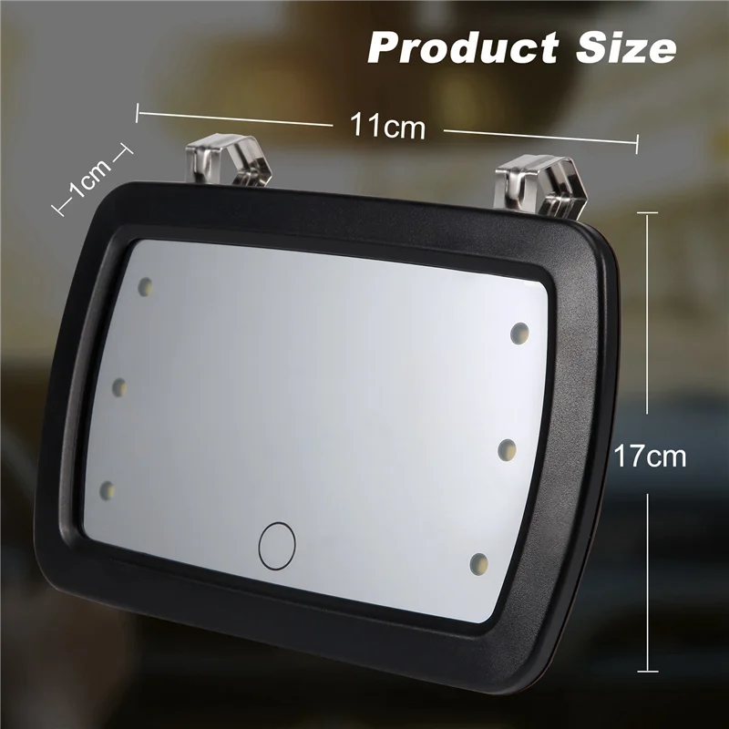 자동차 선바이저 메이크업 거울, 차양 화장품 거울, 화장대 거울, 자동차 메이크업 거울, 6 개의 LED 조명, 자동차 스타일링