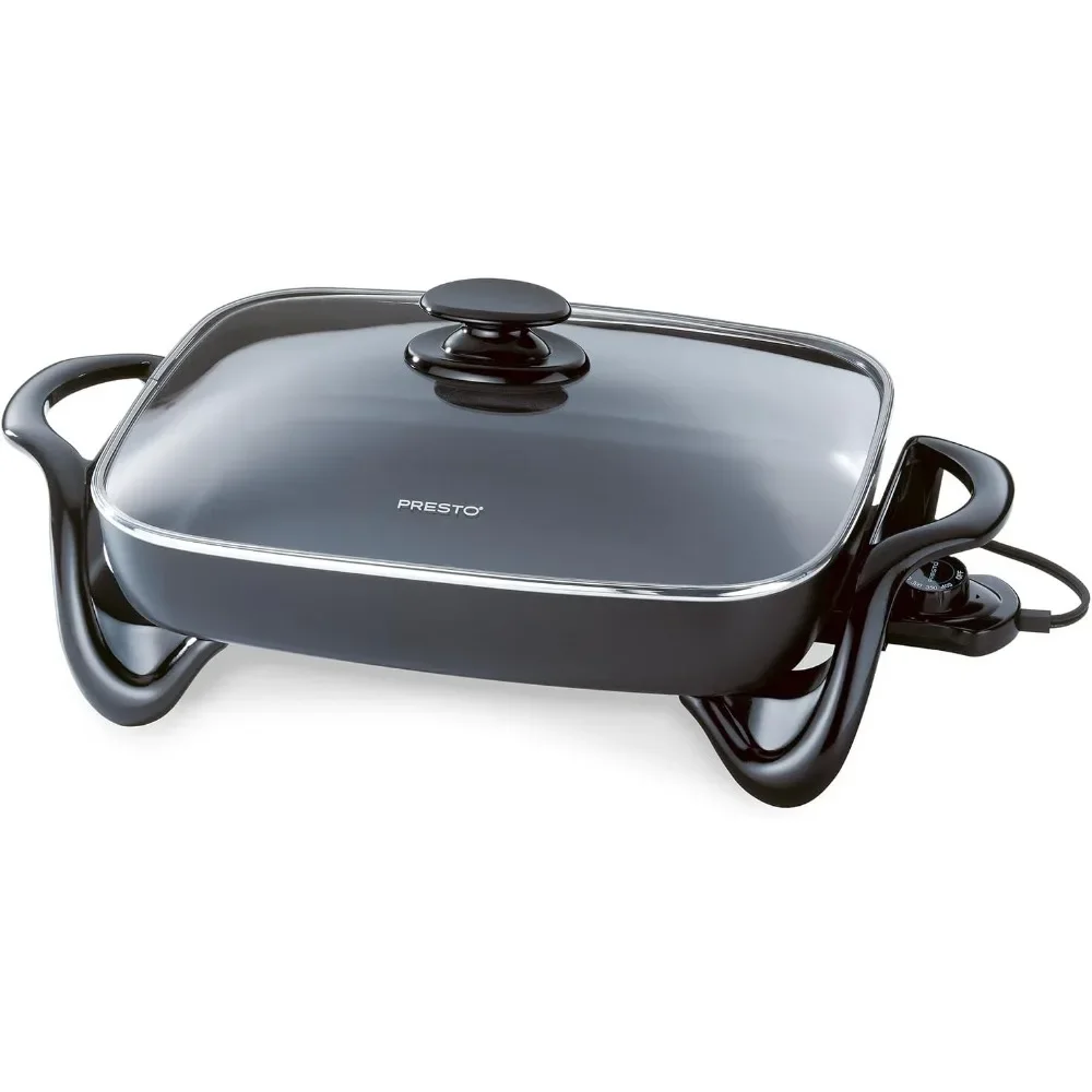 16-Inch Electric Skillet with Glass Cover,Tempered glass cover with stay-cool handle,Doubles as a buffet server. 2