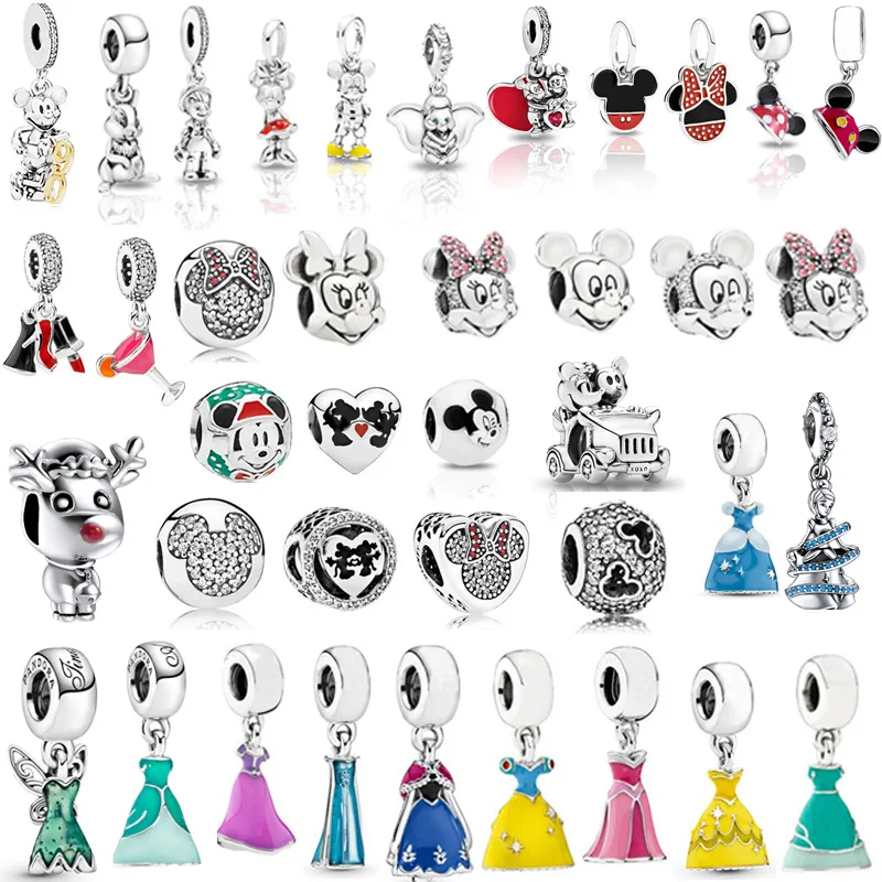 Disney Princess Series 925 Silver Pandora Bracelet Accessories Cartoon Mermaid Mickey Minnie Diy Bracelet For Women - Animation Derivatives/peripheral Products - AliExpress