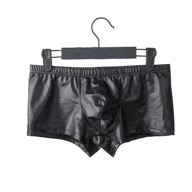 Sous-vêtements sexy pour hommes, boxers skinny, shorts, caleçons, imitation cuir, effet mouillé – Image 5
