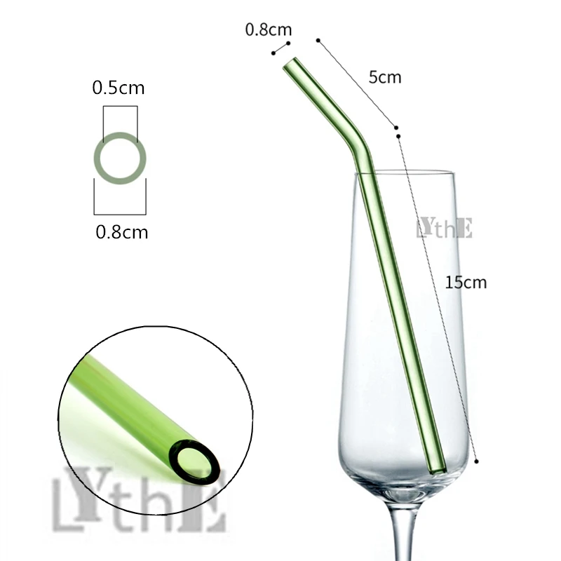 8 Colors Reusable Drinking Glass Straws Eco-Friendly High Borosilicate Glass Straw for Smoothie Milkshakes Drinks Bar Accessoroy For glass straw set,drinking straws
