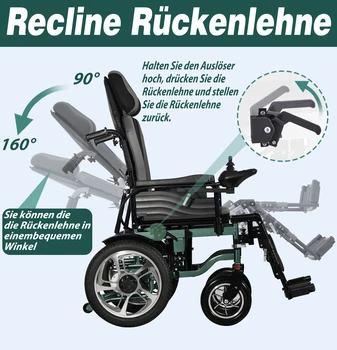 Sedia a rotelle elettrica per adulti Sedia a rotelle elettrica lunga e grande con supporto Sedia a rotelle pieghevole per anziani
