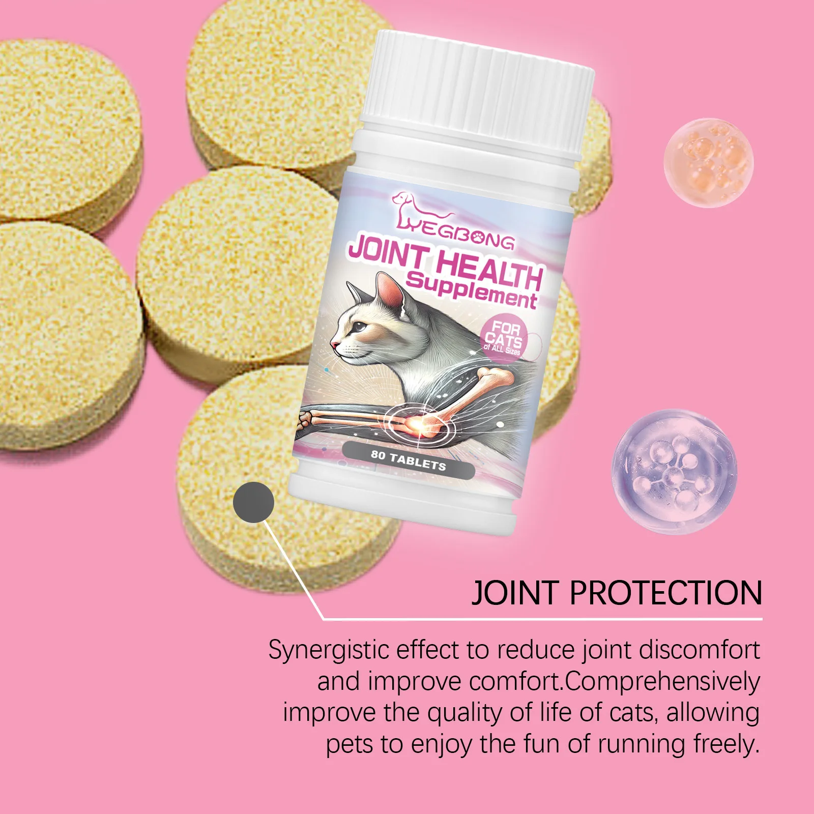 Cat Joint Health Supplement-Turmeric Extract & Chondroitin Sulfate, Clinically Proven for Limping Relief