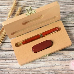 USB 3.0 Flash Drives 128GB Ballpoint Pen Case Memory Stick 64GB Wooden Box Pen Drive 32GB Free Custom Logo Photography Gifts 16G