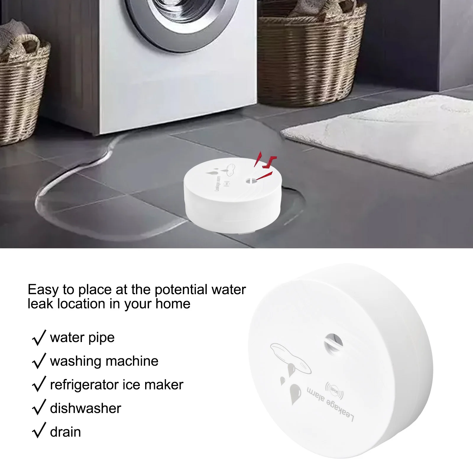 Innovative Water Leak Alarm Device Featuring Compact Design and High Sensitivity Sensors for Effective Monitoring