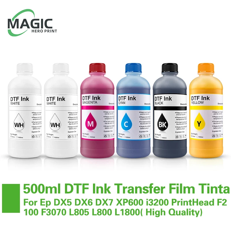 

1 Набор 500 мл DTF чернильная пленка для передачи чернил DTF для Ep DX5 DX6 DX7 XP600 i3200 печатающая головка F2100 F3070 L805 L800 L1800 (высокое качество)