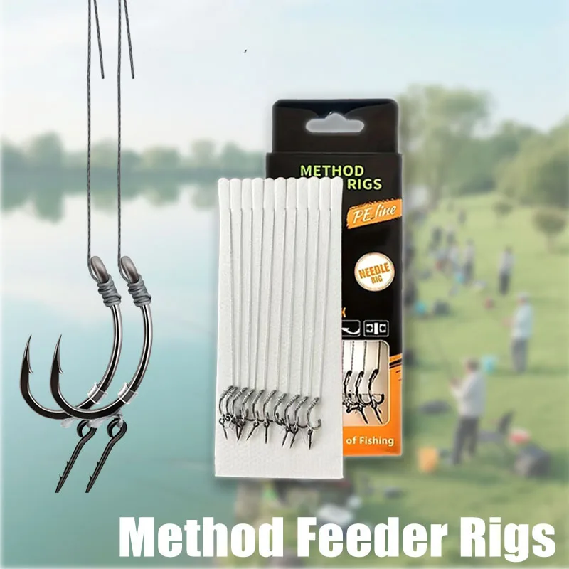 Montages feeder premium pour carpe, brème, tanche - Hameçons barbelés taille 6-14 avec tresse solide