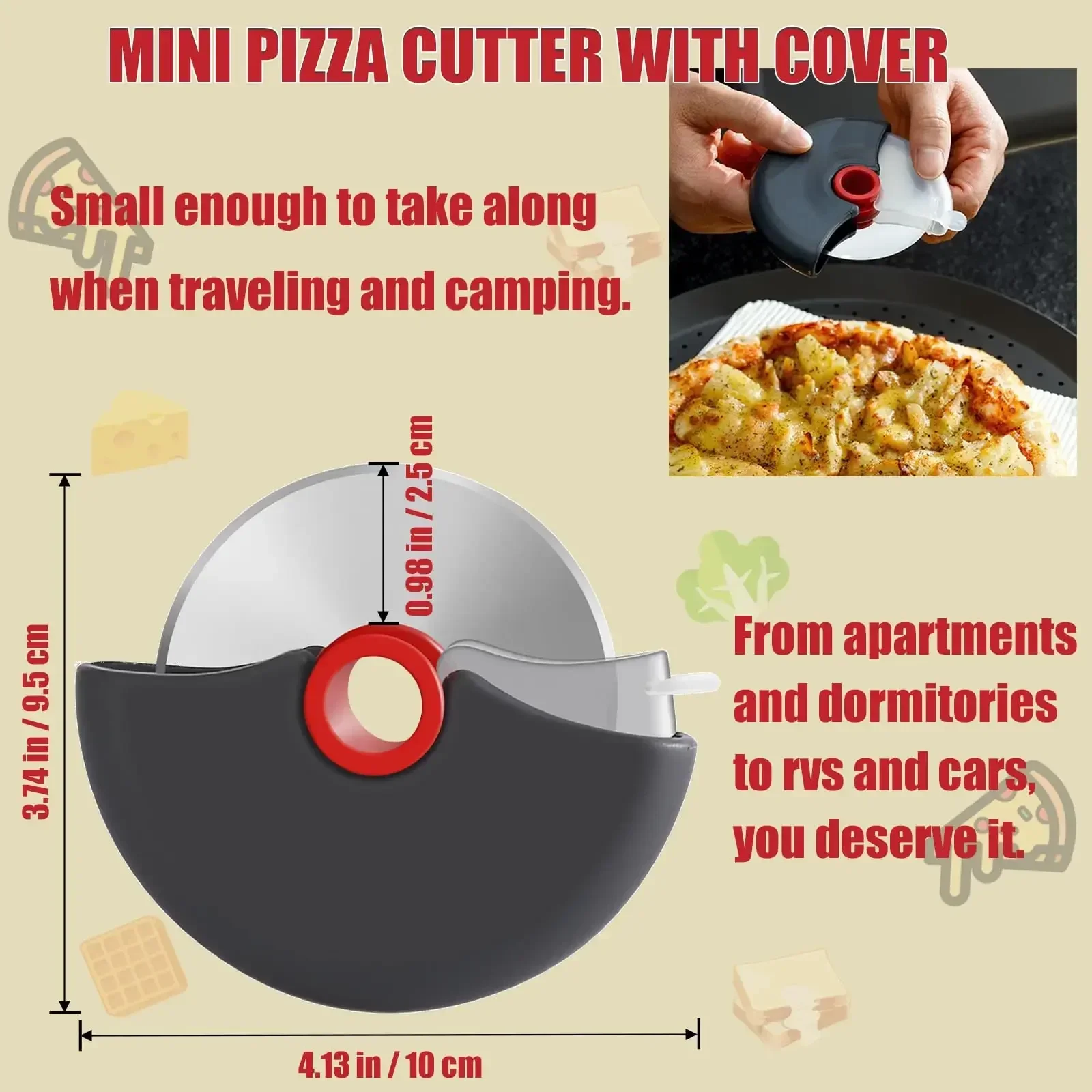 Stainless Steel Roller Cutter Multi-purpose Pizza Cake Dough Slicing Tool Baking Kitchen Accessories with Sharp Blade Wheel roller cutter pizza roller pizza roller pin