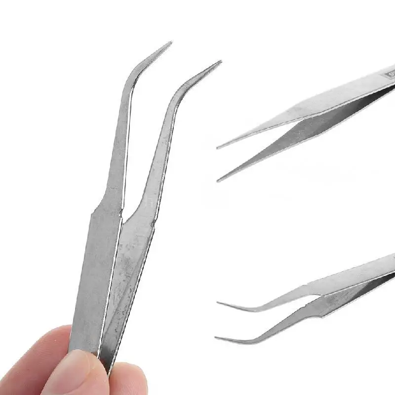 

Eyelash Extension Tweezers Straight and Curved Tip Stainless Steel Tweezers Nippers Lash Tweezers for Stick Drill Tool