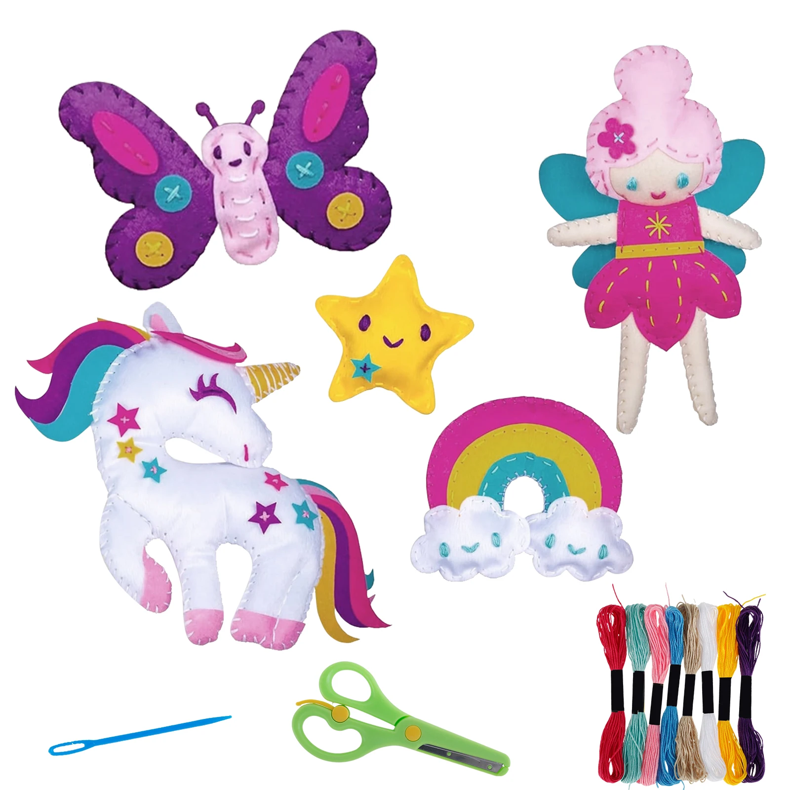 9/5Pcs DIY Sewing Kit Creative Kids Sewing Kits Crafts Set Educational DIY Felt Crafts Beginner Kit Felt Toy Sets