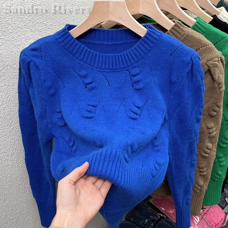 

LKSK Klein Blue Thickened Knitted Sweater Women's Inner Wear Autumn/Winter Short Tops Niche Bottoming Shirt