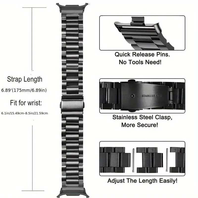 Enhanced Quick Release Stainless Steel Watch Band Strap