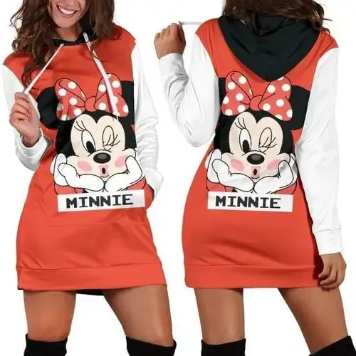 

New Cartoon Minnie Disney Womens Hoodie Dress Sweater Dress Sweatshirt Dresses Hoodie Disney Hoodie Dress