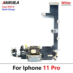 Enhanced Charging Flex USB Charger Port Dock Connector with IC Board Ribbon Cable Replacement (11 Pro White)