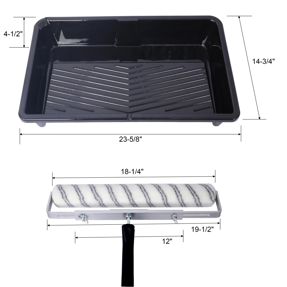 5PC 18 Inch Paint Roller Kit 18 Inch Paint Roller Tray Microfiber Sleeves(Pack of 3)