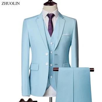 Abiti da uomo eleganti da sposa 3 pezzi blazer outfit 2 set giacche gilet pantaloni completi 2025 moda classica business formale 1