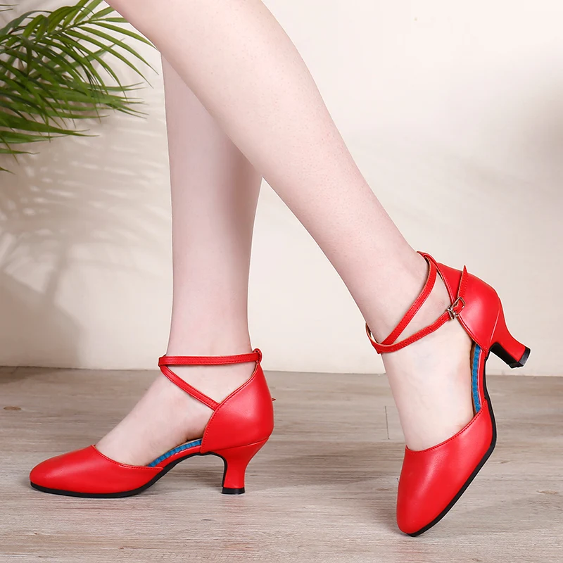 HROYL Girls Modern Latin Dance Shoes Women for Ladies Ballroom Tango Dancing Shoes Closed Toe Rubber sole 3.5/5.5CM Heels 4