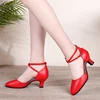 HROYL Girls Modern Latin Dance Shoes Women for Ladies Ballroom Tango Dancing Shoes Closed Toe Rubber sole 3.5/5.5CM Heels 4