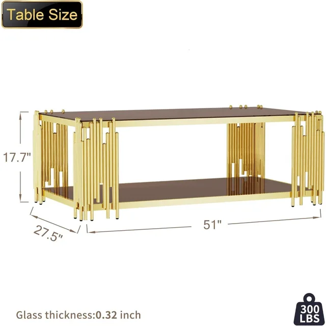 Coffee Table Gold Stainless Steel Metal 2