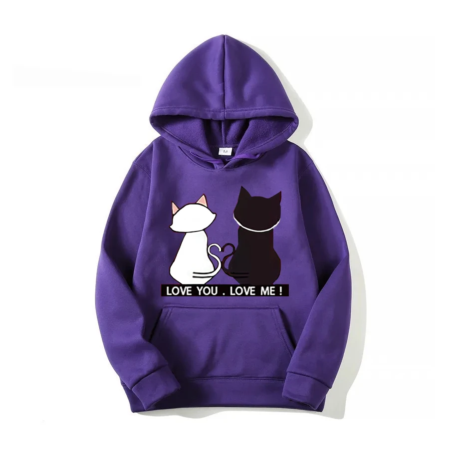 Autumn Collection New Couple Cat Pattern Hoodie Lazy Loose Women's Sports and Leisure Sweatshirt