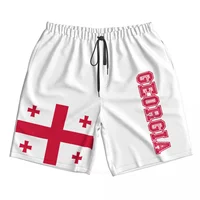 2023 Summer Polyester Georgia Country Flag 3D Printed Men's Board Shorts Beach Pocket Running Summer Pants 1