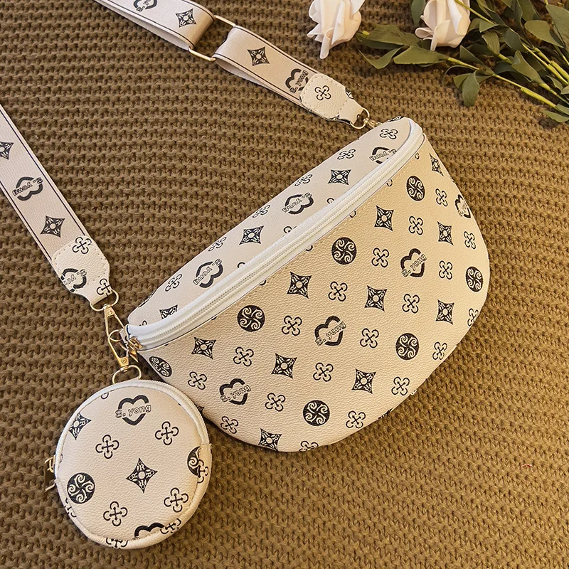 Fashion Flower Pattern Waist Bag Two Sets Mother and Child Women's Bag New Shoulder Crossbody Printing Decoration PU Materia