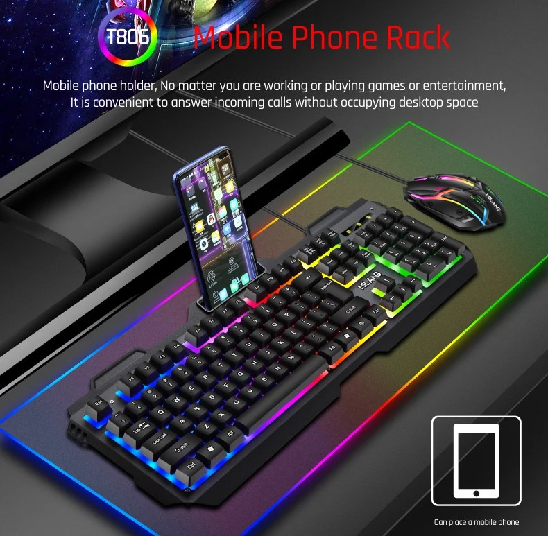 Wired Gaming Keyboard And Mouse RGB Backlit Keyboard Rubber PC Keycaps Keyboard Mouse Gamer Gaming Mouse