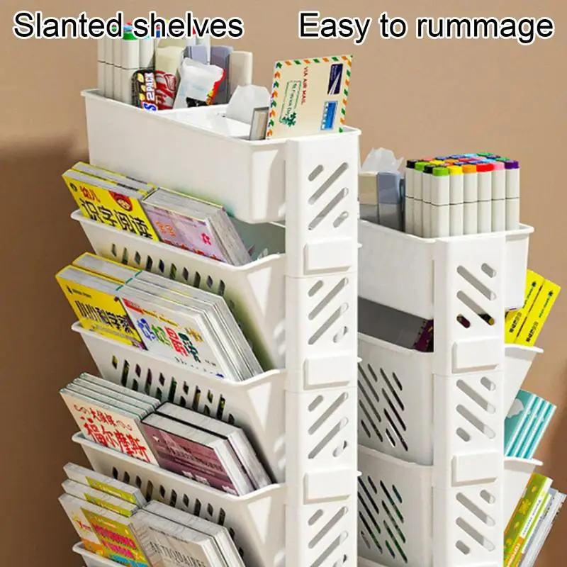 

Simple Movable Book Shelf With5 Tiers Removable Tiered Large Storage Rolling Utility Cart Home Decoration DIY Book Organizer