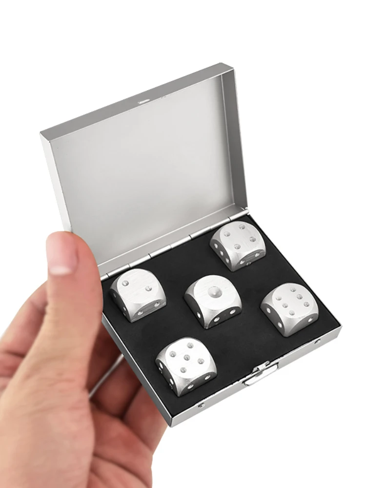 5pcs Aluminum Whisky Dice Stones Ice Cubes Bucket Reusable Chilling for Whiskey Wine Keep Your Drink Cold Longer