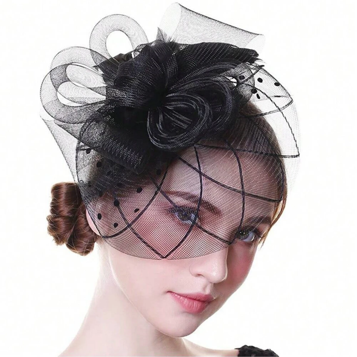 Women's Headwear Tea Party Church Wedding Mesh Cocktail Party Flower Feather Charming Clip Christmas Party Hair Accessories New