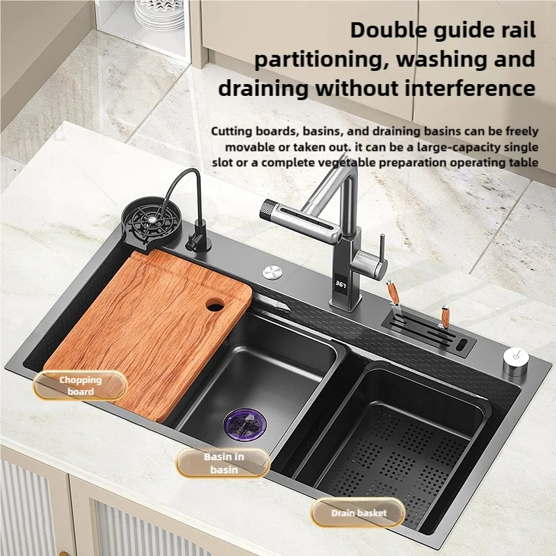 Stainless Steel Kitchen Sink Household Kitchen Wash Dish and Vegetable Basin Large Single Slot Dish Bar sink