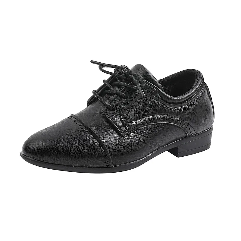 New Boys Leather Shoes School Formal Children Uniform Low-heels Shoes Performance Black Versatile Kids Fashion Causal Loafers