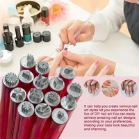 Nail Art Stamping Pen Set, Stainless Steel Tips, Unscented, with Flower and Geometric Patterns for DIY Manicure and Pedicure 2