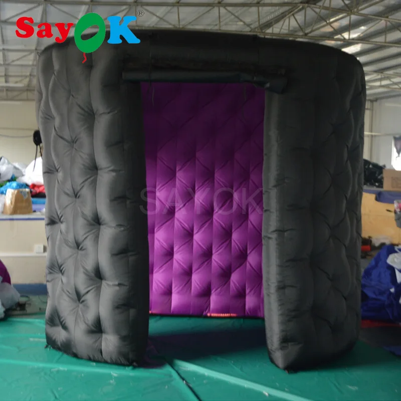 

2.5x1.8x2.2m Black&Oval Inflatable Photo Booth LED Booth Tent Enclosure with 2 Doors for Advertising Party Wedding