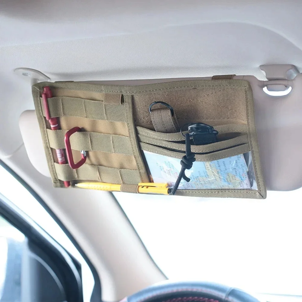 

Tactical MOLLE Vehicle Sun Visor Panel EDC Tool Pouch CD Storage Bag Truck Car Sun Visor Organizer Auto Gear Holder Accessories