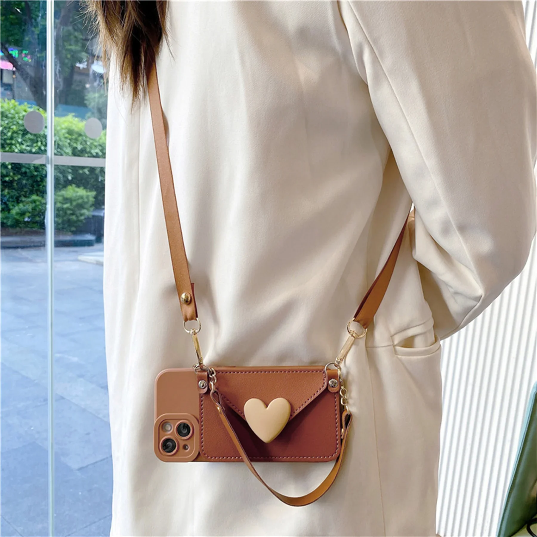 thumbnail image 1 of Korean Crossbody Lanyard Necklace Strap Card Holder Purple Case for iPhone 11 15 13 14 Pro Max X XS XR Max Coin Purse Cover, 1 of 5