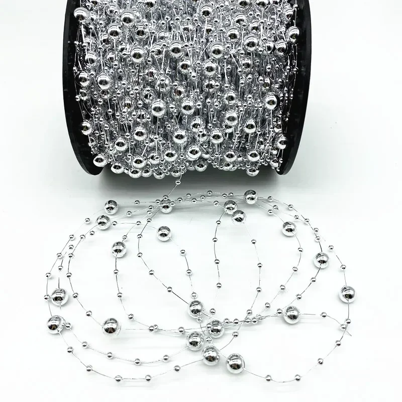 2 Yards 8+3mm Christmas Decoration Fishing Line Artificial Pearls Beads Chain Garland Flowers Wedding Party Decoration imitation pearl beads