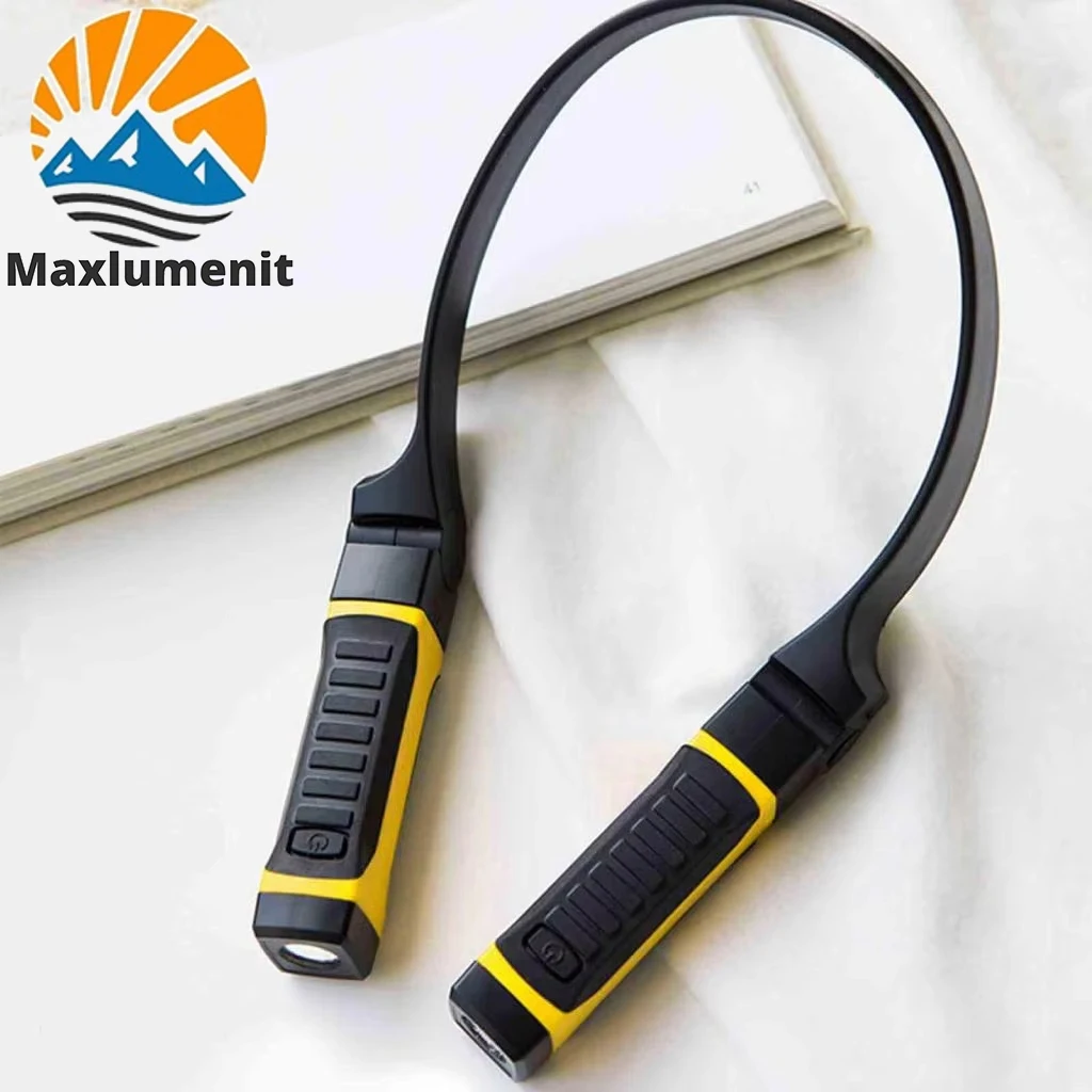 LED Hanging Neck Lamp Reading Light Two Brightness Levels Bendable Rotating Portable for Home Living Room Apartment Dorm Camping