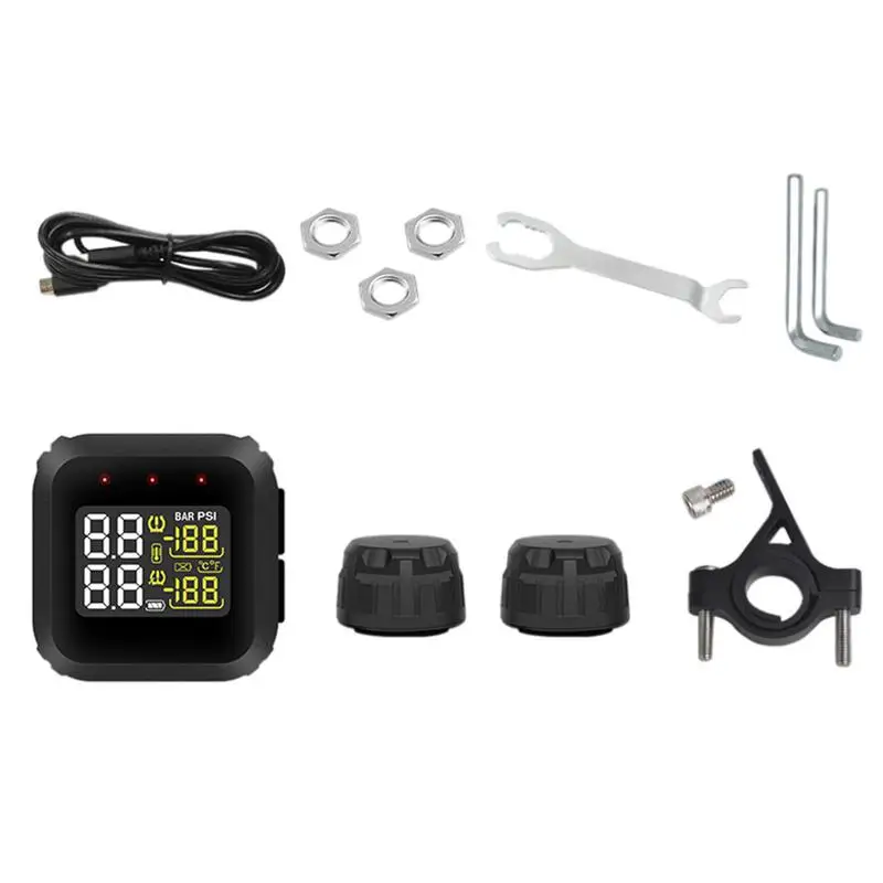 

Motorcycle Tire Pressure Monitoring System Wireless TPMS With 2 External Sensors Check Your Tire Pressure While Riding