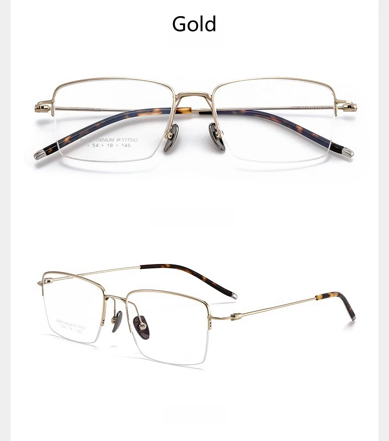 Yimaruili Men's Semi Rim Square Titanium Eyeglasses 10