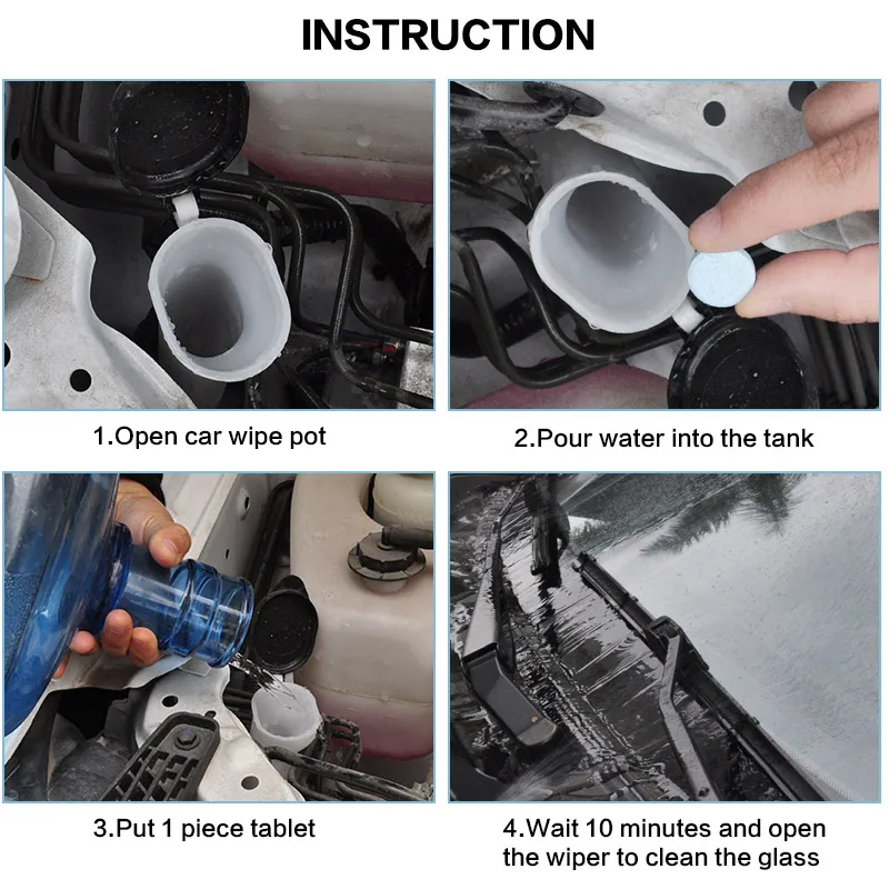 40/80Pcs/Pack(1Pcs = 4L Water)Car Solid Wiper Fine Wiper Auto Window Cleaning Car Windshield Glass Cleaner Car Cleaning Tools